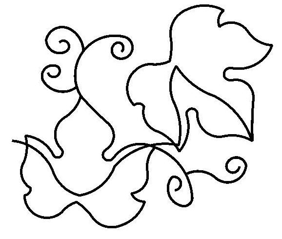 Grape Leaves Digital E2E Wildflower Quilting Pantograph Close Up