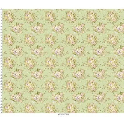 Green Beautiful Bouquet Cotton 44"/45" Fabric Per Yard - Linda's Electric Quilters