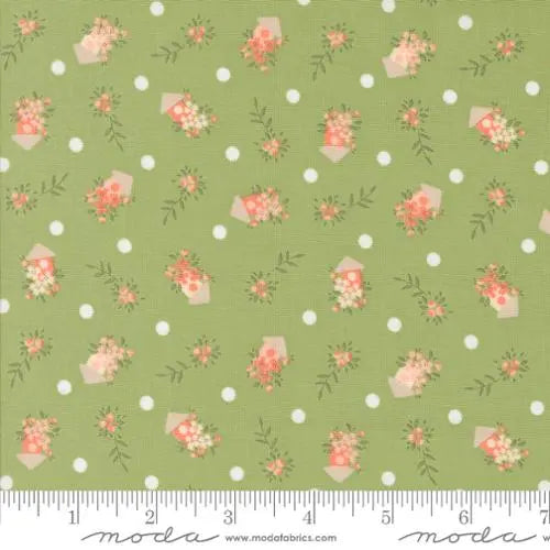 Green Abloom Cucumber Birdhouses Novelty Houses Floral 44"/45" Fabric Per Yard - Linda's Electric Quilters