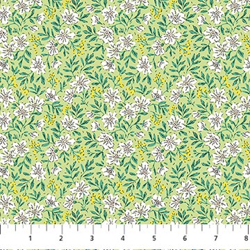 Green Blossoms Pocket Posies Cotton 44"/45" Fabric Per Yard