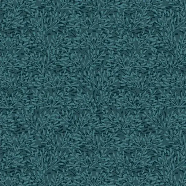 Green Dark Teal Whimsy Cotton Wideback Fabric ( 1 Yard Pack )