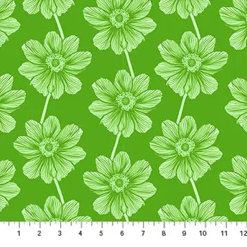 Green Floral Indelible by Anna Maria for Northcott Cotton 44"/45" Fabric Per Yard - Linda's Electric Quilters