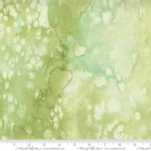 Green Fresh Grass Flow Basic Watercolor Painting 44"/45" Fabric Per Yard