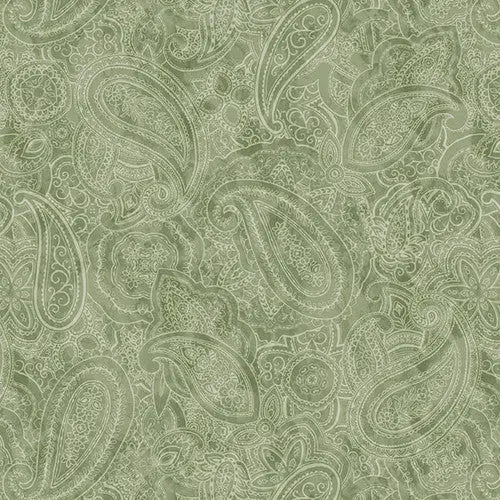 Green Sage Paisley Jane Cotton Wideback Fabric per yard - Linda's Electric Quilters