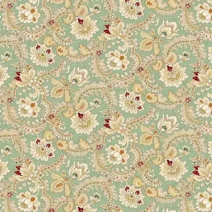 Green Sea Mist Fancy Foulard Cotton Wideback Fabric per yard - Linda's Electric Quilters