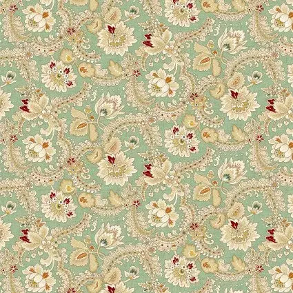 Green Sea Mist Fancy Foulard Cotton Wideback Fabric per yard - Linda's Electric Quilters