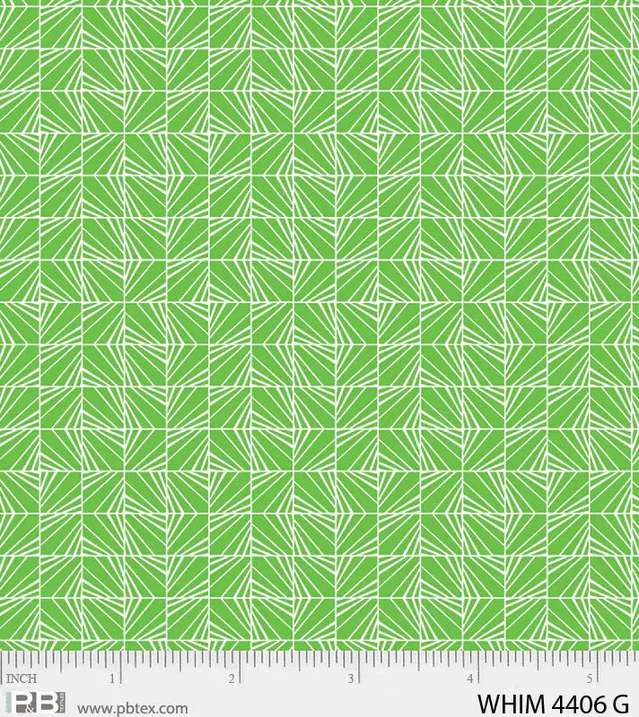 Green Whimsy Square Facets 44"/45" Fabric Per Yard - Linda's Electric Quilters