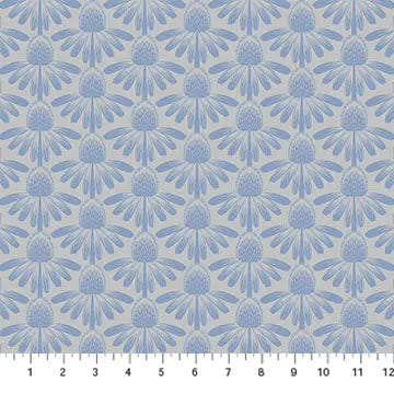 Grey Blue Echinacea Indelible by Anna Maria for Northcott Cotton 44"/45" Fabric Per Yard - Linda's Electric Quilters