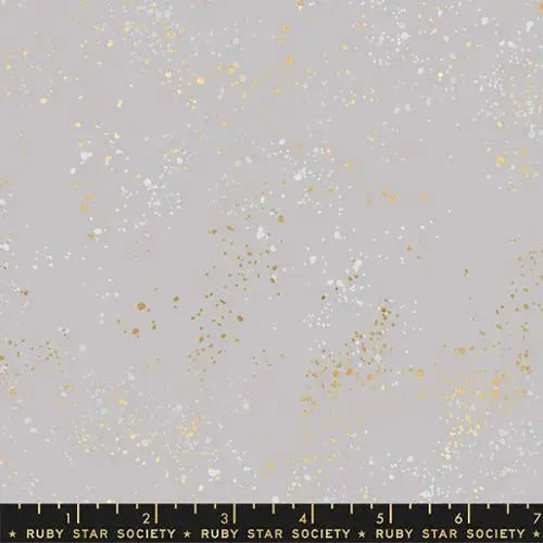 Grey Dove Speckled Metallic Cotton Wideback Fabric per yard