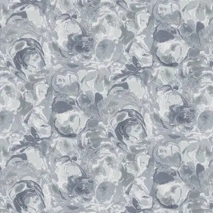 Grey First Light Paint Swirls Cotton Wideback Fabric per yard - Linda's Electric Quilters