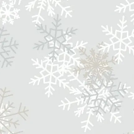 Grey Snowflakes Wideback Cotton Fabric