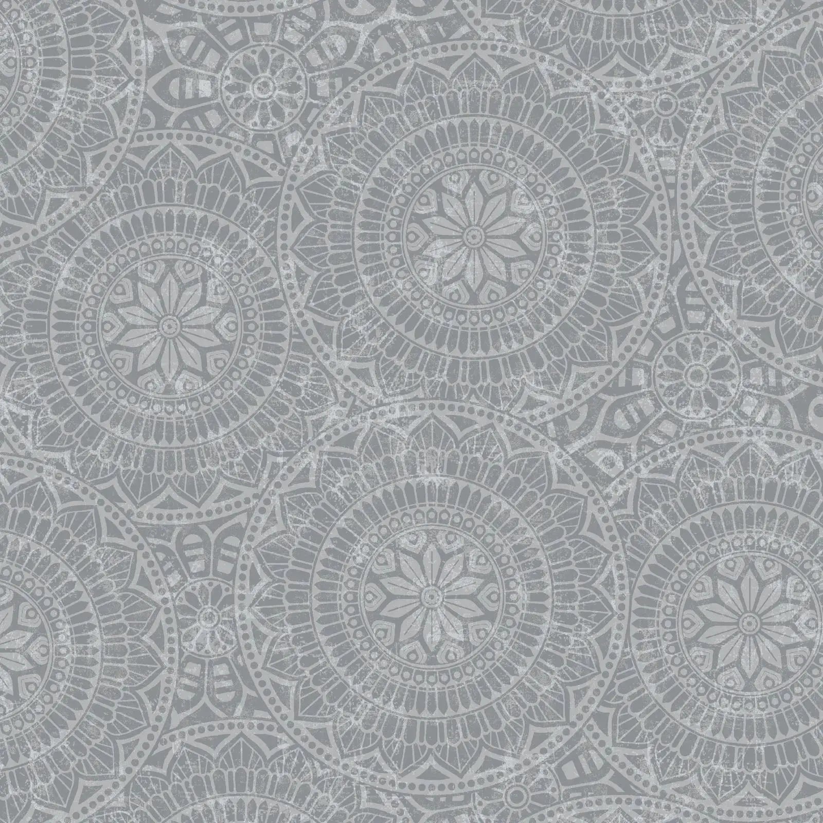 Grey Vespa Tossed Mandalas Cotton Wideback Fabric ( 1 7/8 yard pack ) - Linda's Electric Quilters