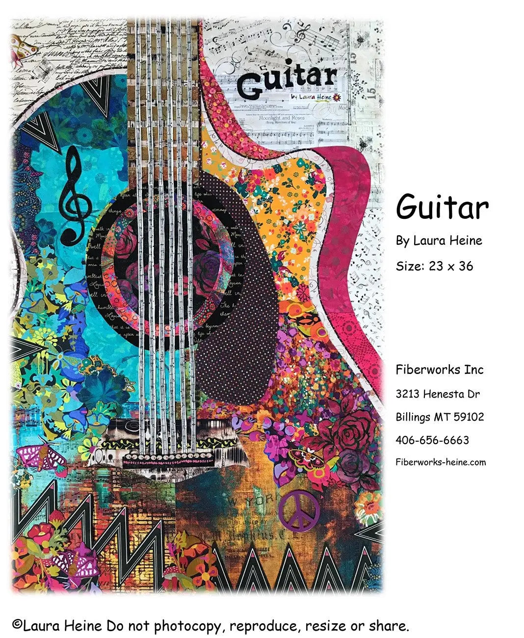 Guitar Collage Pattern by Laura Heine - Linda's Electric Quilters