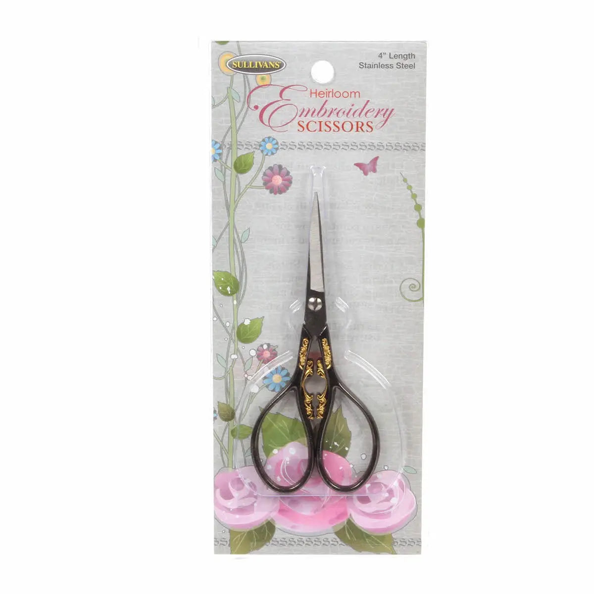 Gunmetal and Gold Teardrop Handle Heirloom Embroidery Scissors - Linda's Electric Quilters