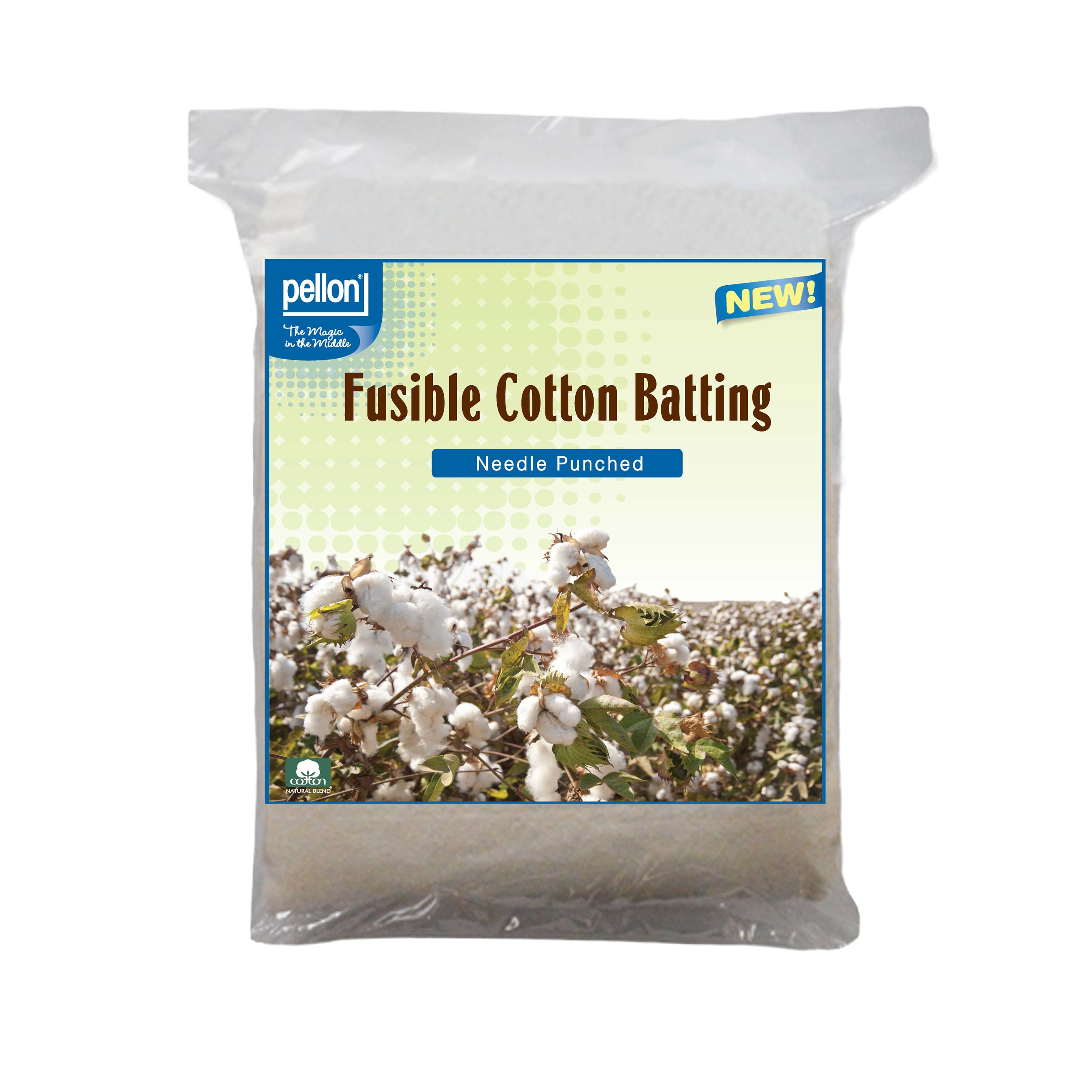 Pellon® Fusible Cotton Batting With Scrim 34" x 45" Craft Size Package. Color: Natural.
