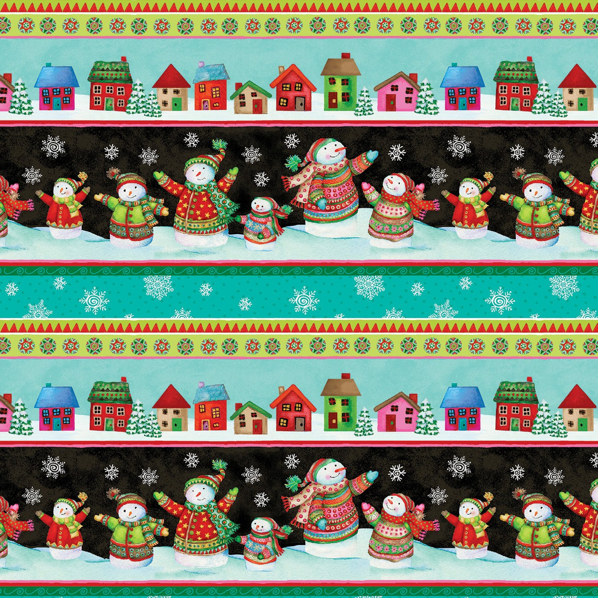 Stripe Multi Snow Joy 45' wide fabric per yard