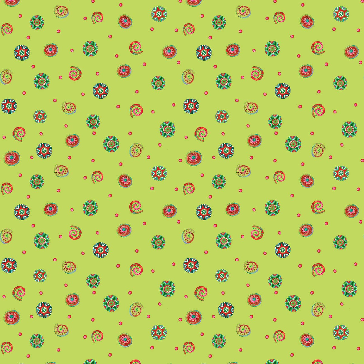 Playful Swirls Lime Snow Joy 45' wide fabric per yard