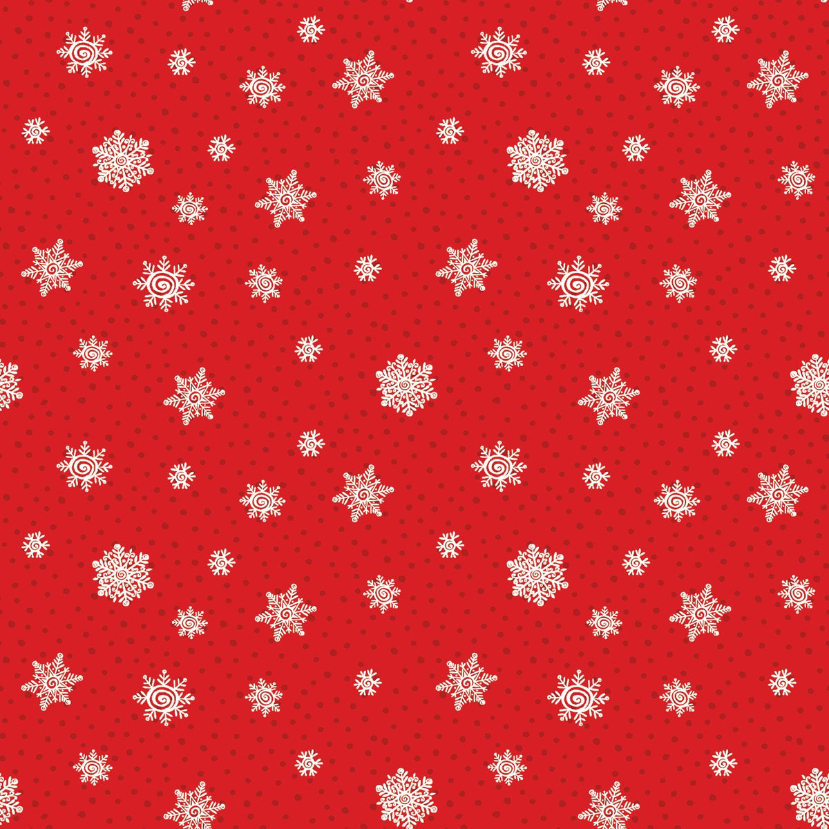 Playful Flakes Red Snow Joy 45' wide fabric per yard