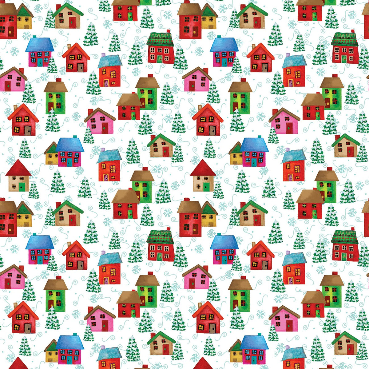Snow Village White Snow Joy 45' wide fabric per yard