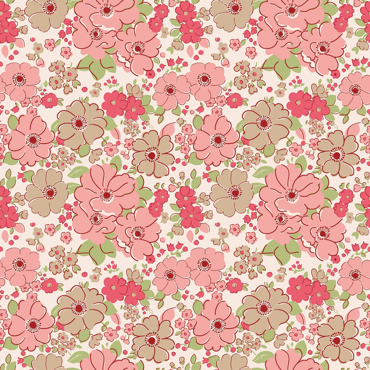 Tea Rose Lovely Mercantile-Lori Holt 45' wide fabric per yard