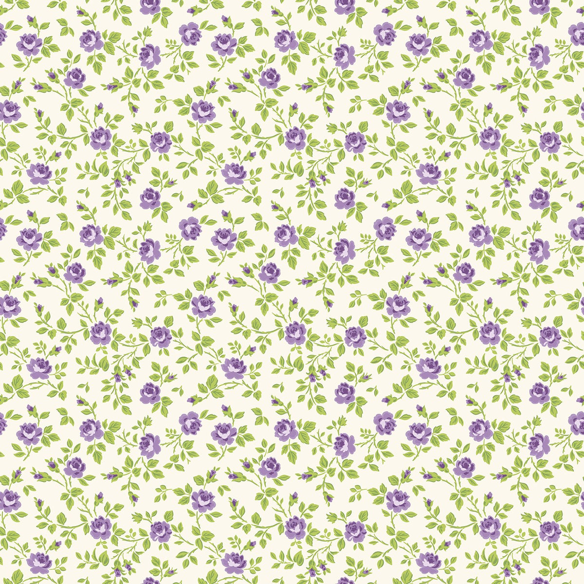 Hydrangeas In The Garden Tossed Floral Cream 45' wide fabric per yard