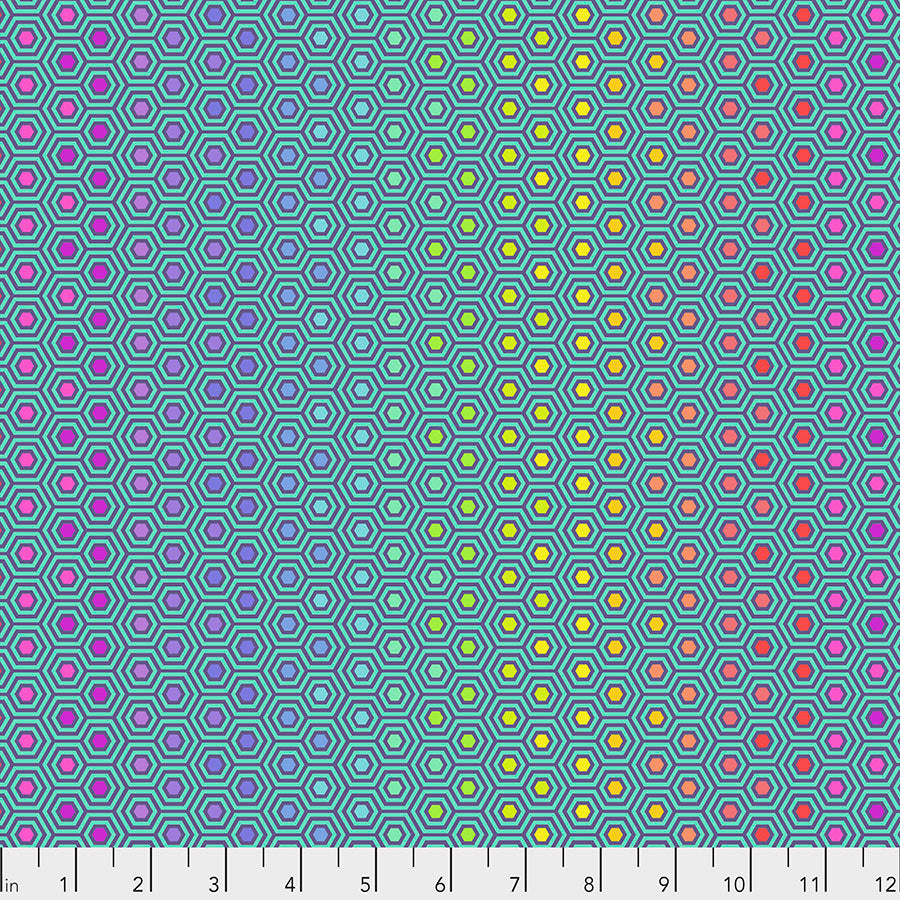 Hexy Rainbow - Peacock 45' wide fabric per yard