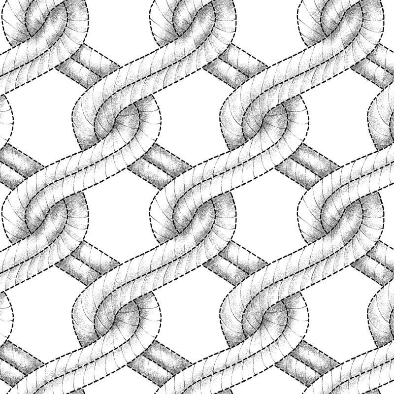 White/Black Twisted Rope Stitched Braid Cotton Wideback Fabric Per Yard