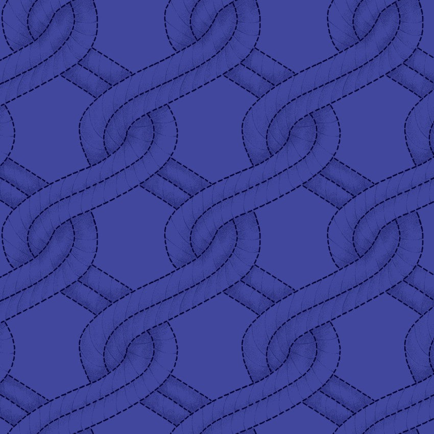 Royal Blue Twisted Rope Stitched Braid Cotton Wideback Fabric Per Yard