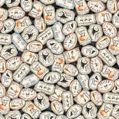 P&B Textiles Hocus Pocus Packed Potion Labels quilting fabric