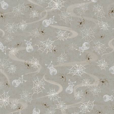 P&B Textiles Hocus Pocus Smoky Spider Web Allover quilting fabric