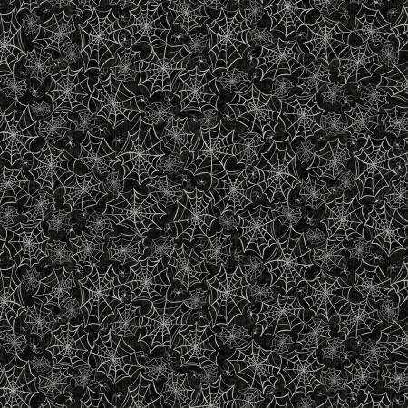 P&B Textiles Hocus Pocus Allover Webs quilting fabric in Black
