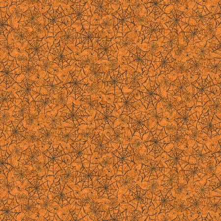 P&B Textiles Hocus Pocus Allover Webs quilting fabric in Orange