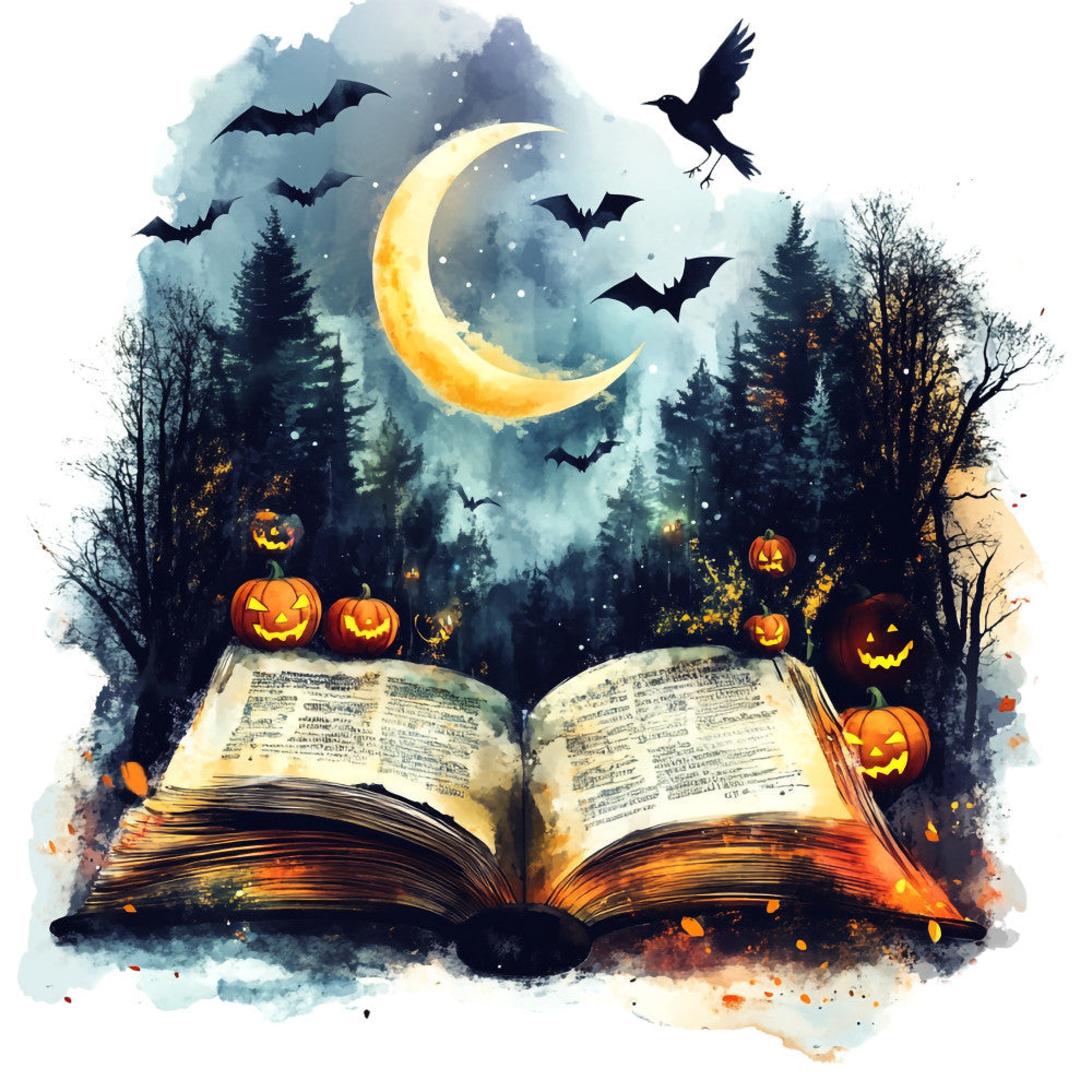 Halloween Books Fabric Panel 24 QuiltingFabricPanels
