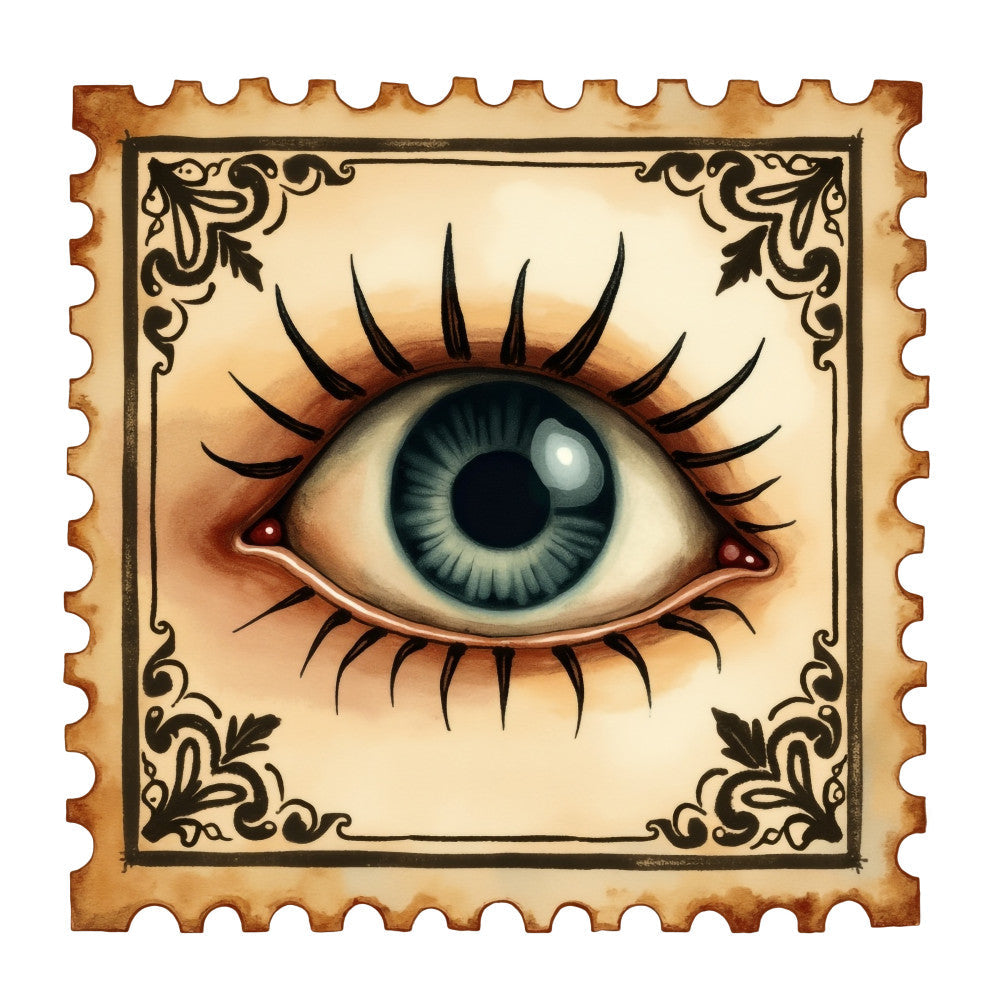 Halloween Postage Stamps Fabric Panel 15