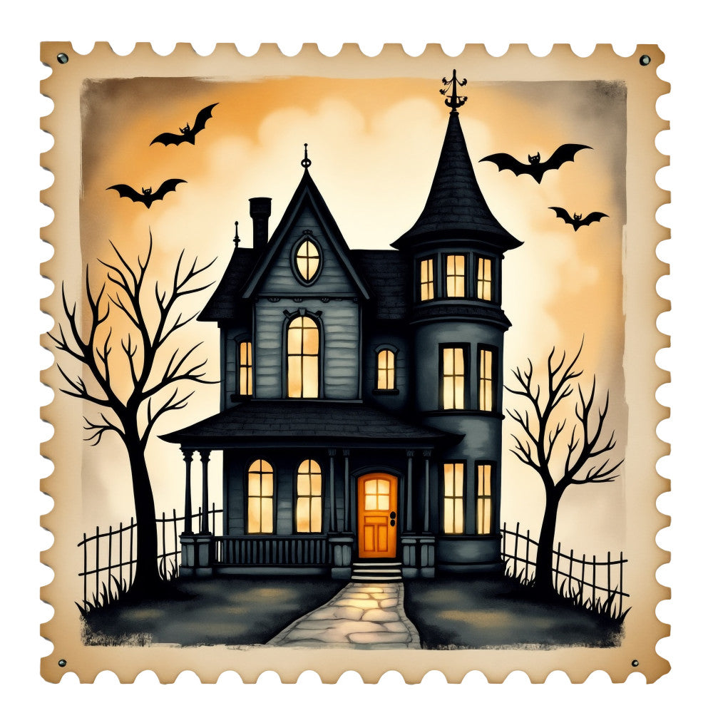 Halloween Postage Stamps Fabric Panel 3