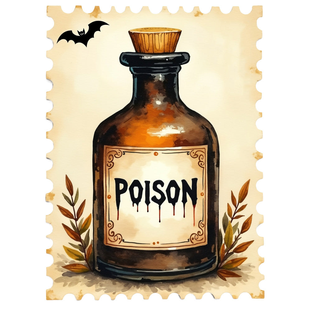 Halloween Postage Stamps Fabric Panel 6