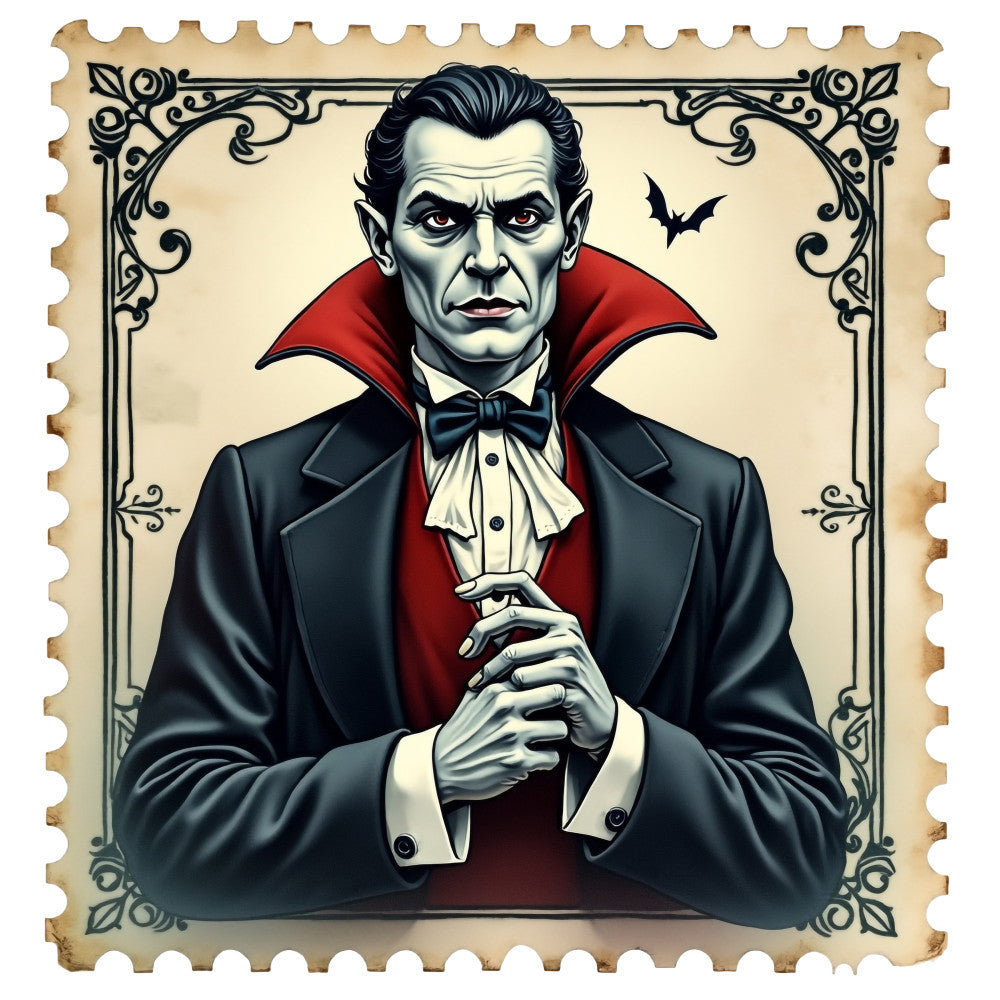 Halloween Postage Stamps Fabric Panel 8