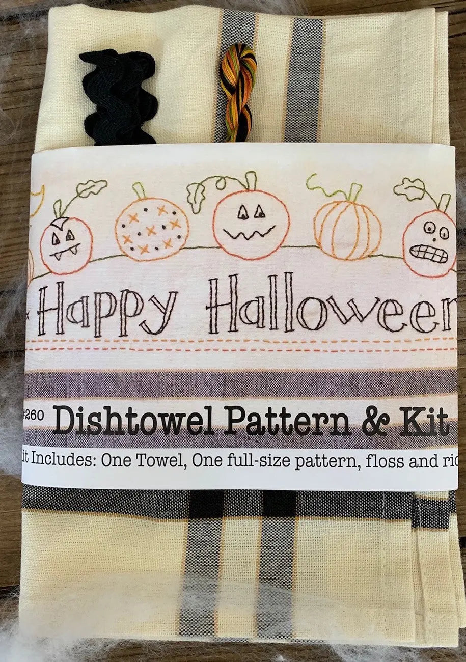 Happy Halloween Dishtowel Pattern and Floss Kit - Linda's Electric Quilters