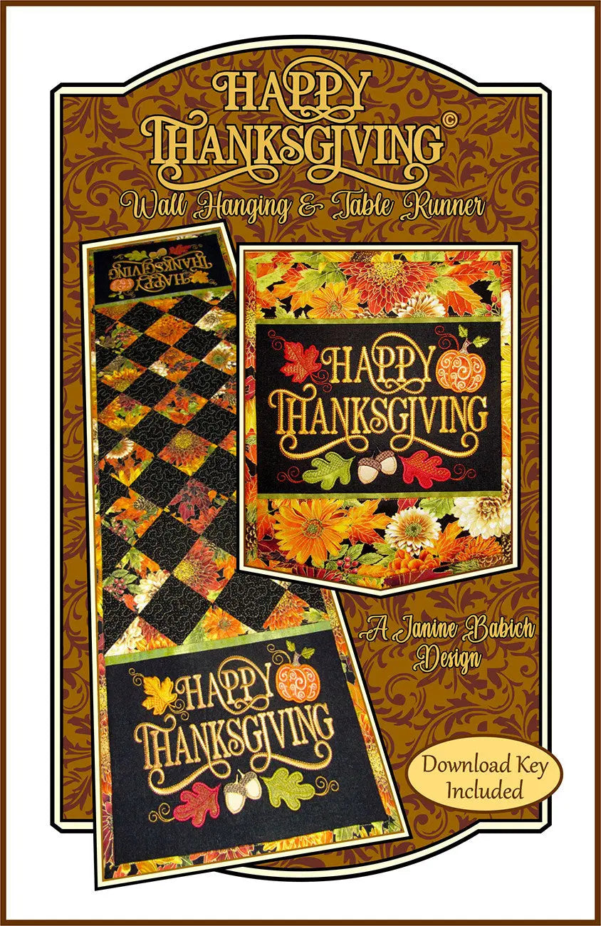 Happy Thanksgiving Wall Hanging & Table Runner - Linda's Electric Quilters