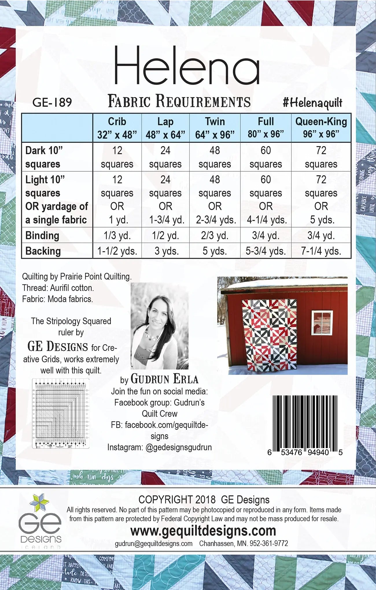 Helena - 10" Square Pattern 189 GE Designs