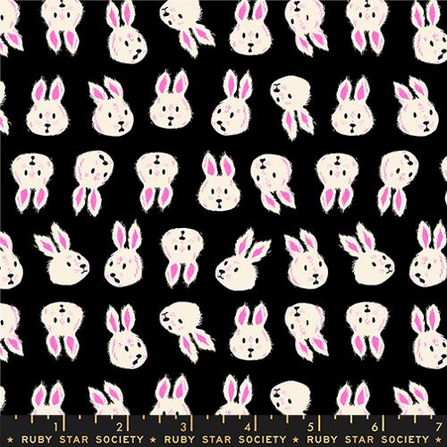 Hello Alice Black Rushing Rabbit Cotton 43"/44" Fabric Per Yard