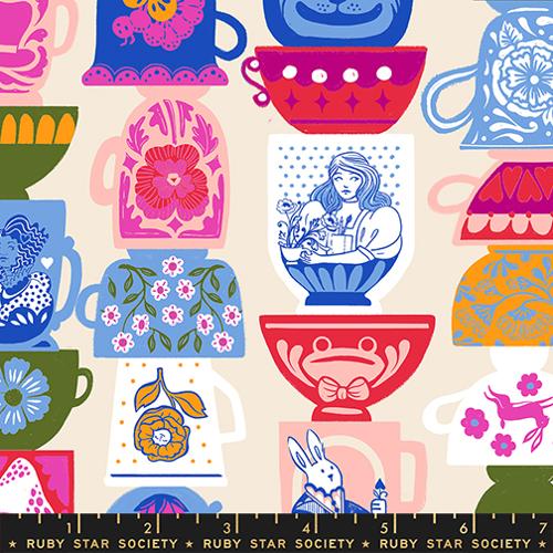 Hello Alice Shell Tea Party Cotton 43"/44" Fabric Per Yard