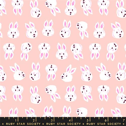 Hello Alice Vintage Pink Rushing Rabbit Cotton 43"/44" Fabric Per Yard