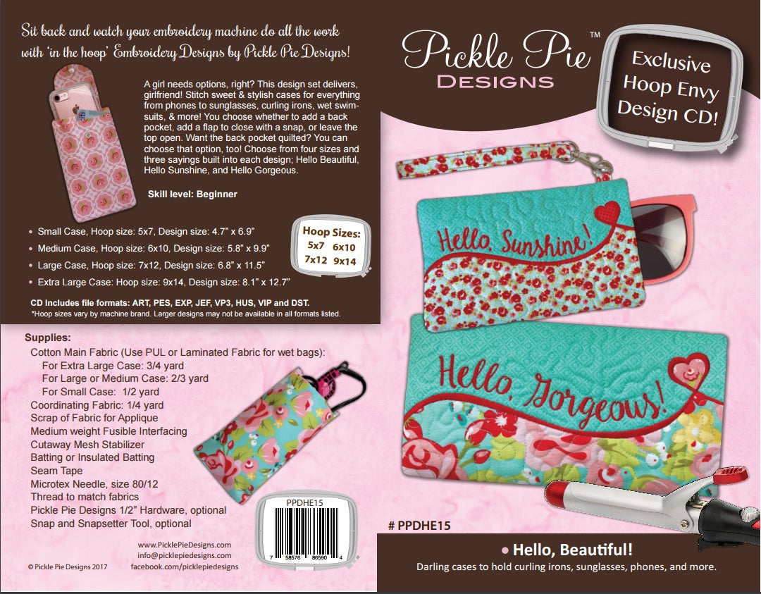 Hello Beautiful In the Hoop Embroidery Design Collection