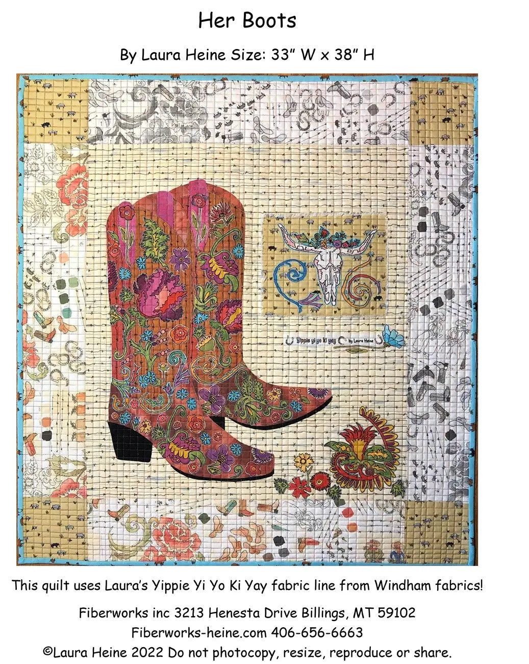 Her Boots Collage Pattern by Laura Heine - Linda's Electric Quilters