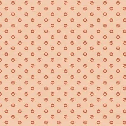 Here Kitty, Kitty Polka Paws Orange 43"/44" Fabric Per Yard PBS Fabrics