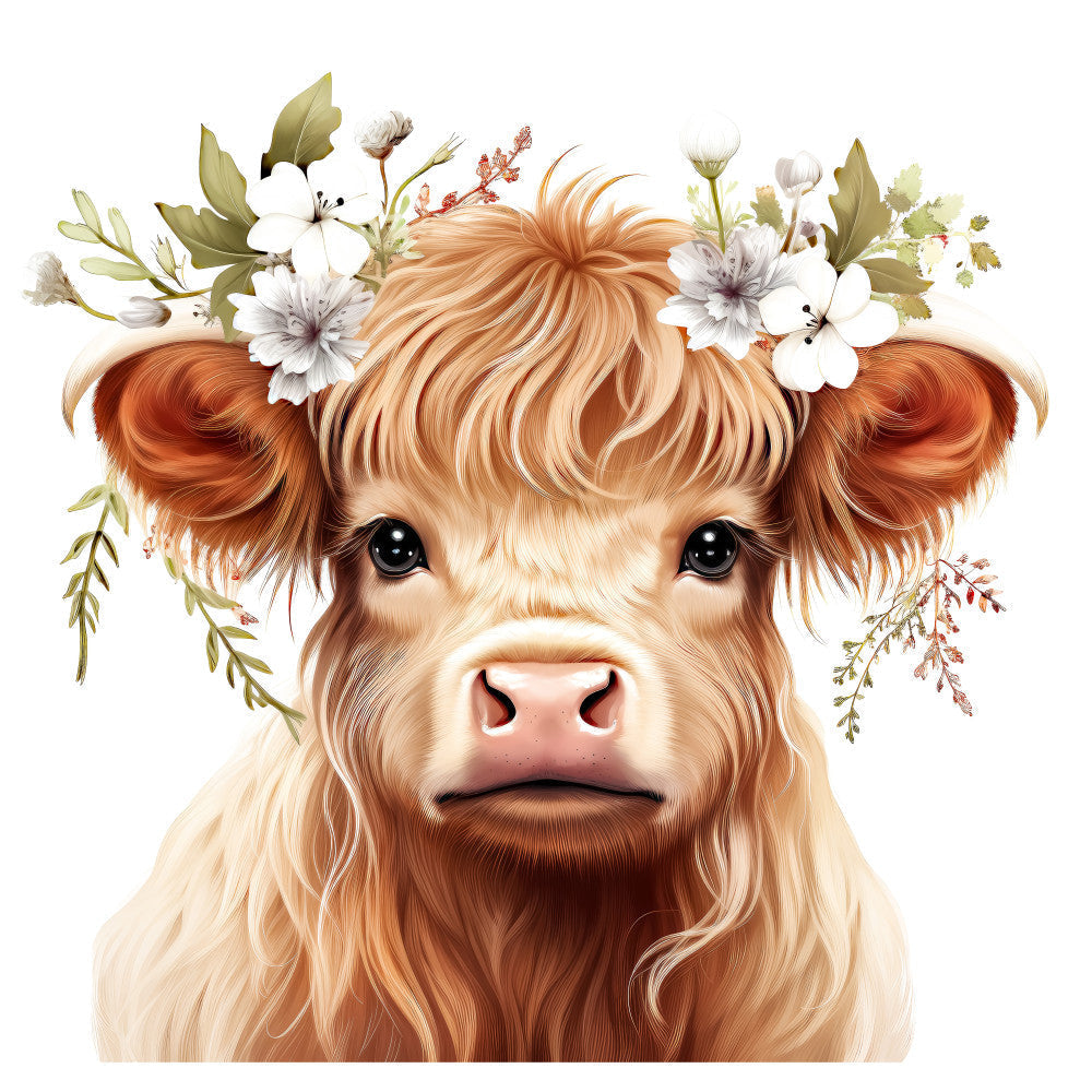 Highland Cow Portrait Fabric Panel 1