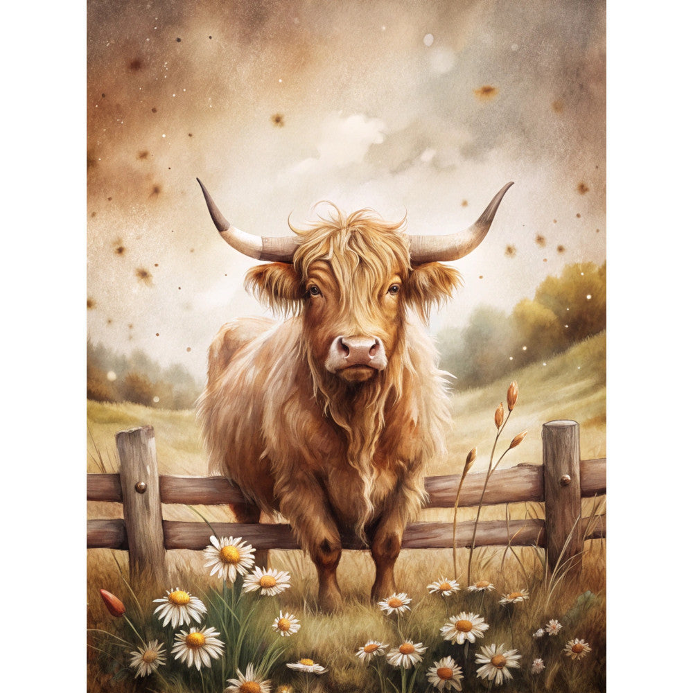 Highland Cow Scenes Fabric Panel 12