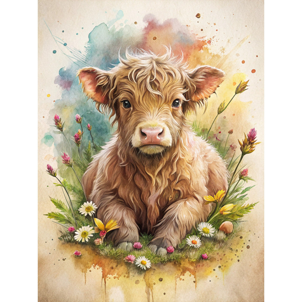 Highland Cow Scenes Fabric Panel 15