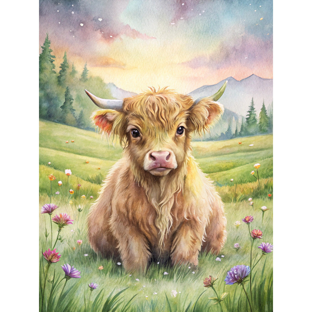 Highland Cow Scenes Fabric Panel 18
